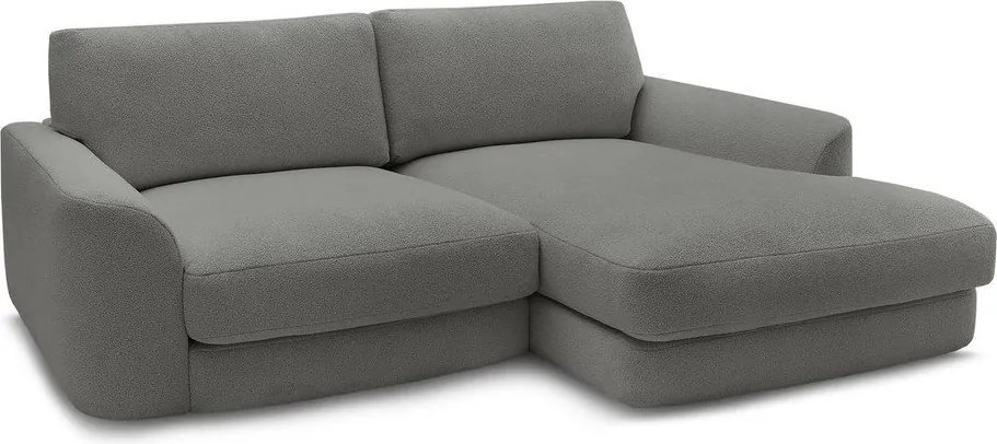 Colțar gri închis cu tapițerie din țesătură bouclé (cu colț pe partea dreaptă/cu șezlong) Leonore – Bobochic Paris