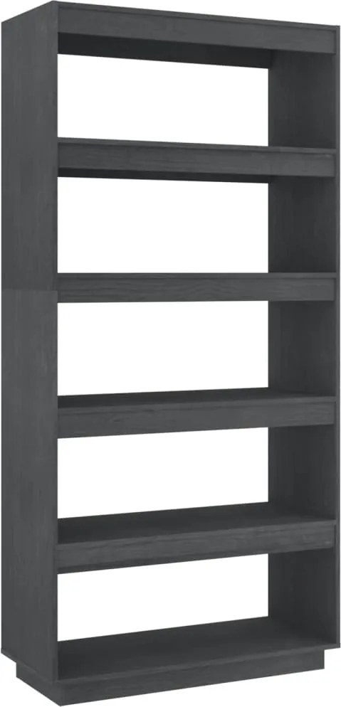 vidaXL Bibliotecă/Separator cameră, gri, 80x35x167 cm, lemn masiv pin