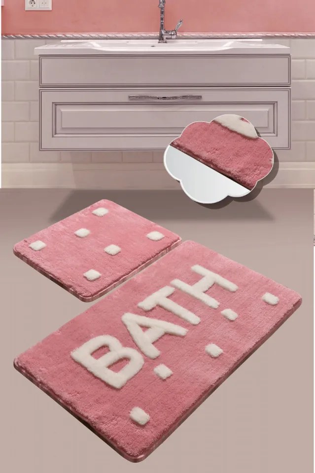 Set 2 Covorase de Baie Bath, Acrilic, Roz
