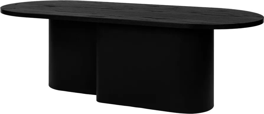 Măsuță de cafea neagră cu blat cu aspect de lemn de stejar 50x115 cm Looi – noo.ma