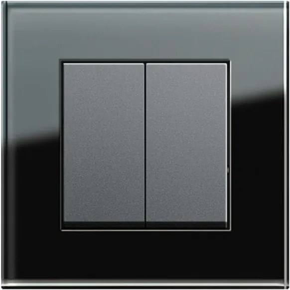 Întrerupător dublu GIRA Esprit antracit cu ramă simplă sticlă neagră