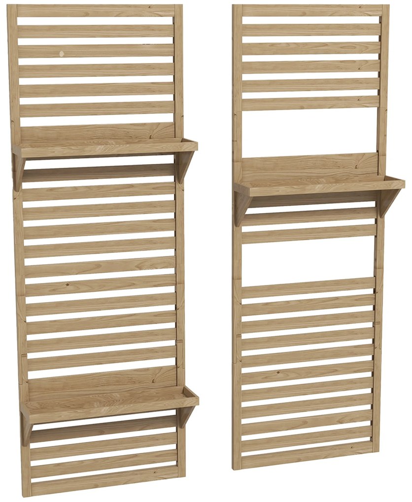Outsunny Lot de 2 suporturi pentru plante interioare, port plante interioare cu rafturi și plasă 60 x 18 x 170 cm, lemn natural | Aosom Romania