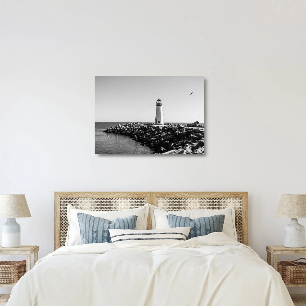 Tablou pe sticlă - Far de pe coastă, Santa Cruz, California (70x50 cm)