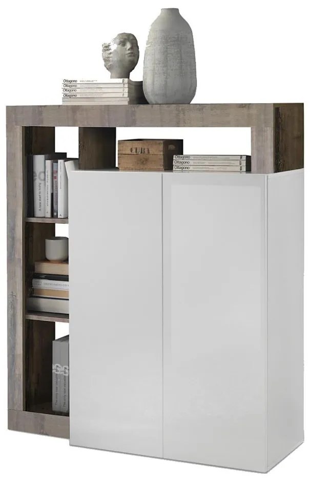 Comodă LENOR albă/maro