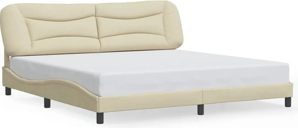 vidaXL Cadru de pat fără saltea, Hvar, crem, 200x200 cm, textil