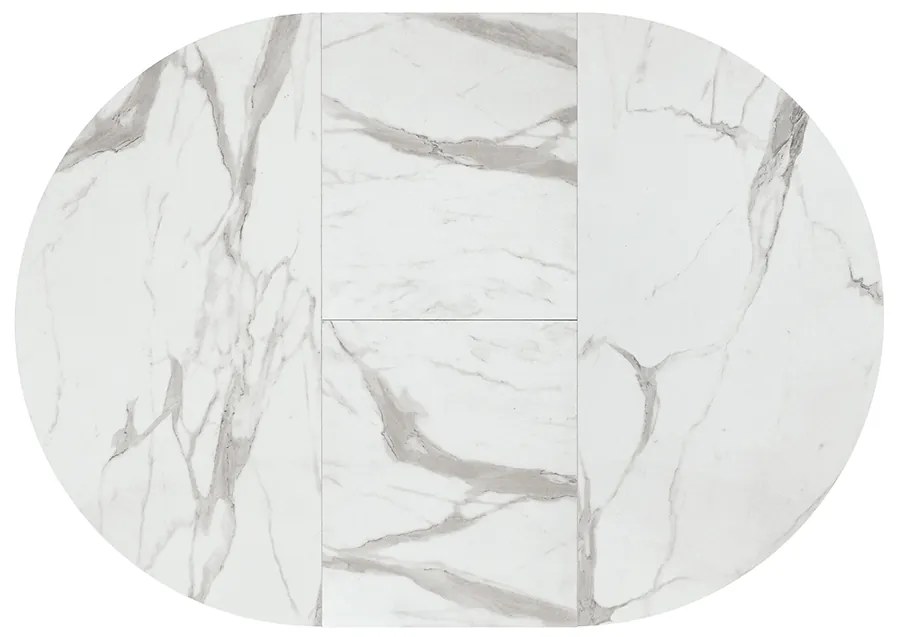 Masa rotunda extensibila Lila, blat Alb Marmorat Ø 120 cm