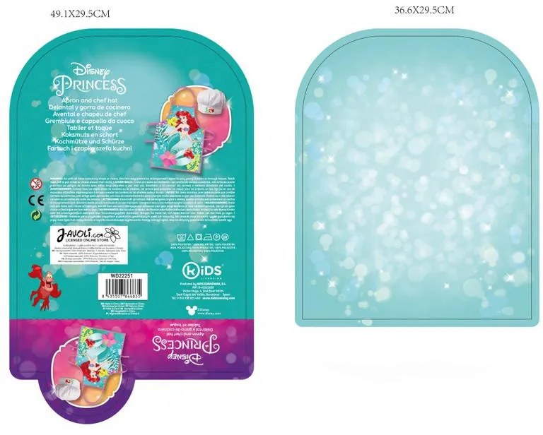 Prințesele Disney Curious Set de șorț pentru copii Ariel, 2 piese