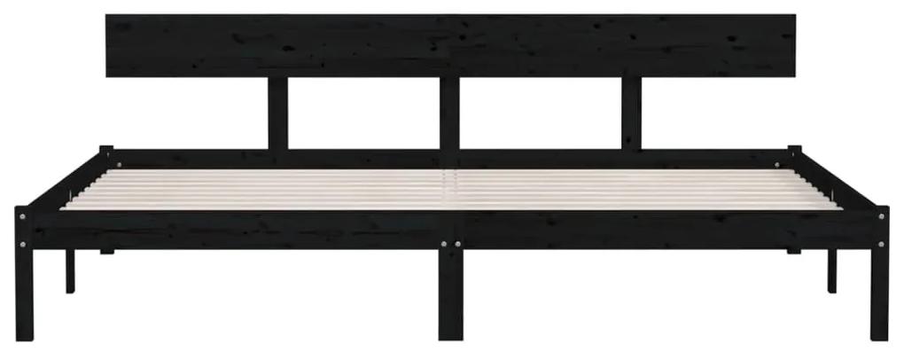 Cadru de pat UK Super King, negru, 180x200 cm lemn masiv pin Negru, 180 x 200 cm