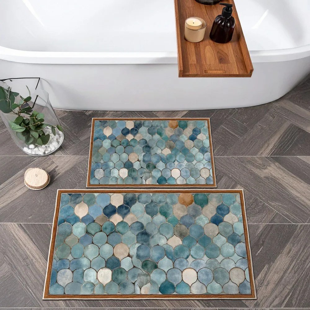 Covorașe de baie albastre 2 buc. 60x100 cm – Foutastic