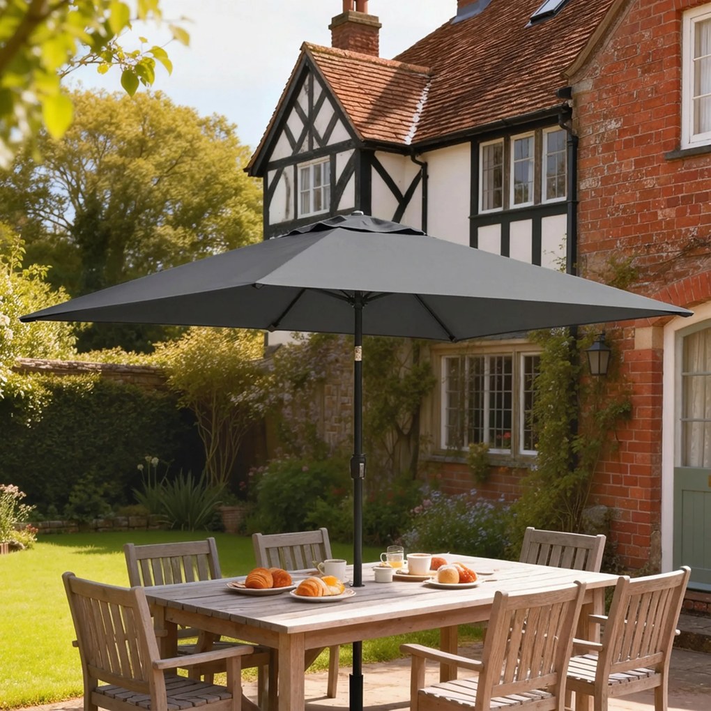 Outsunny umbrelă dreptunghiulară reglabilă balcon mare impermeabilă parasolar dreptunghiular portabil pentru exterior umbrele umbră soare oblong | Aosom Romania