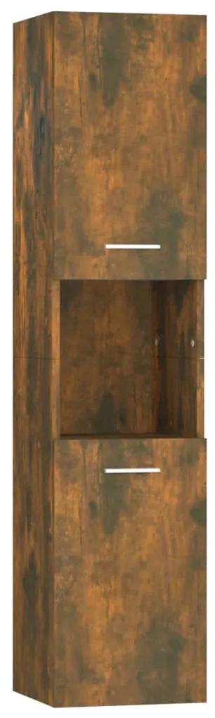 815639 vidaXL Dulap de baie, stejar fumuriu, 30x30x130 cm, lemn prelucrat