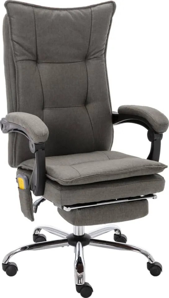 vidaXL Scaun de birou cu masaj, gri, material textil