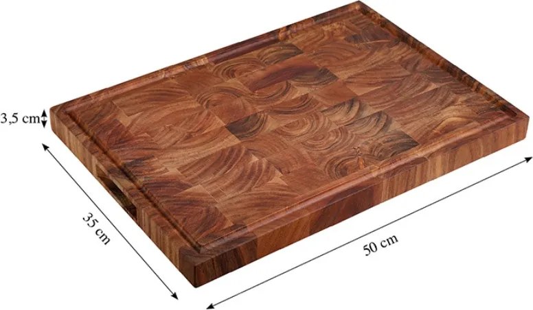 Tocator profesional Kesper 29154, 36 x 50 cm, acoperire care protejeaza cutitele, lemn de salcam, maro inchis