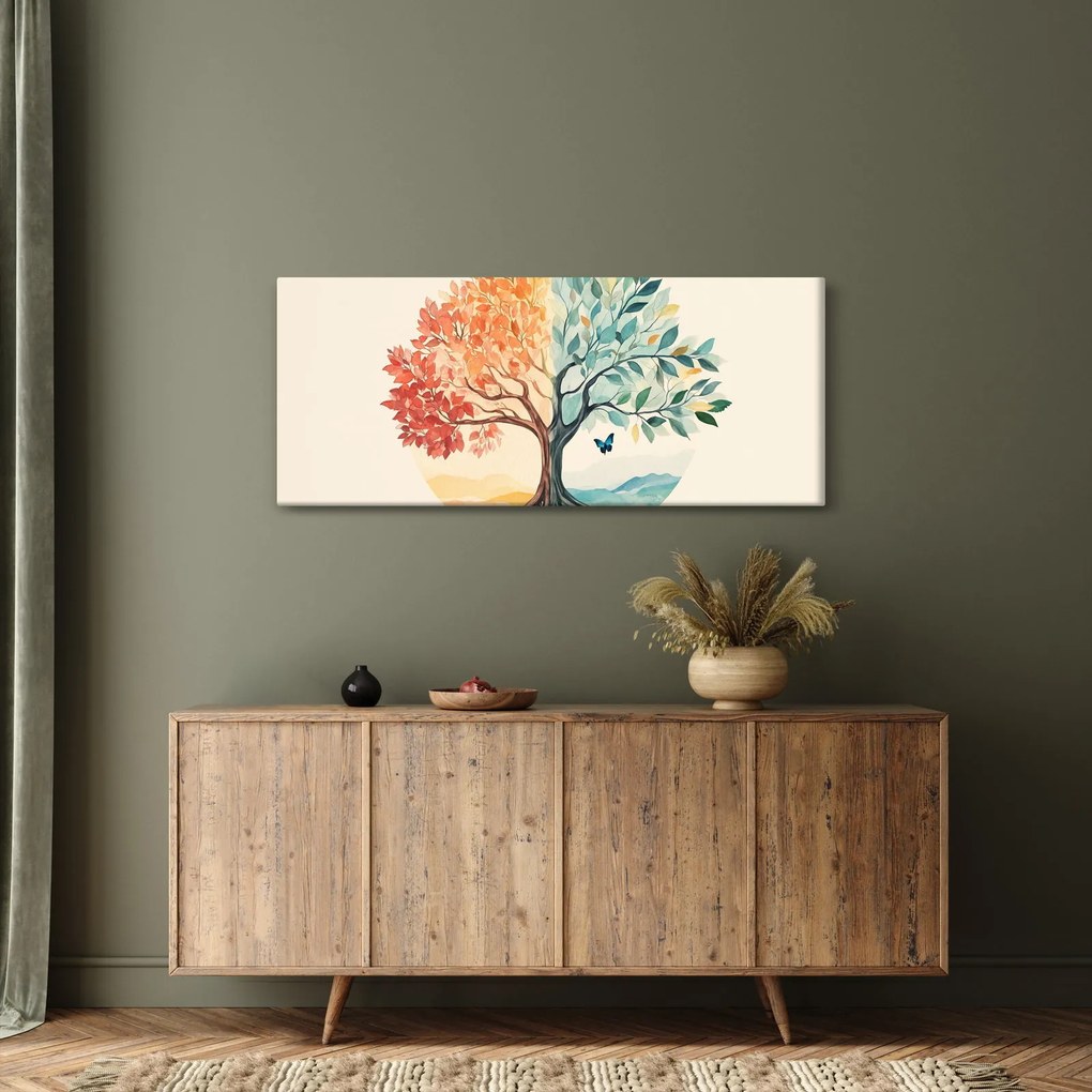 Tablou – Arbore dual cu fluture (120x50 cm)