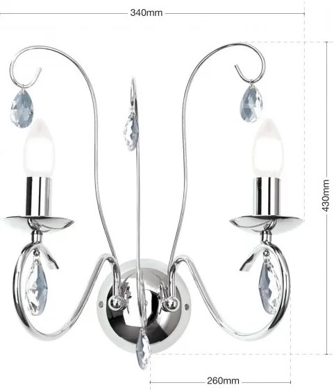 Aplica perete stil clasic cu cristale K9 Alessia WA 2-1093/2 chrom OR