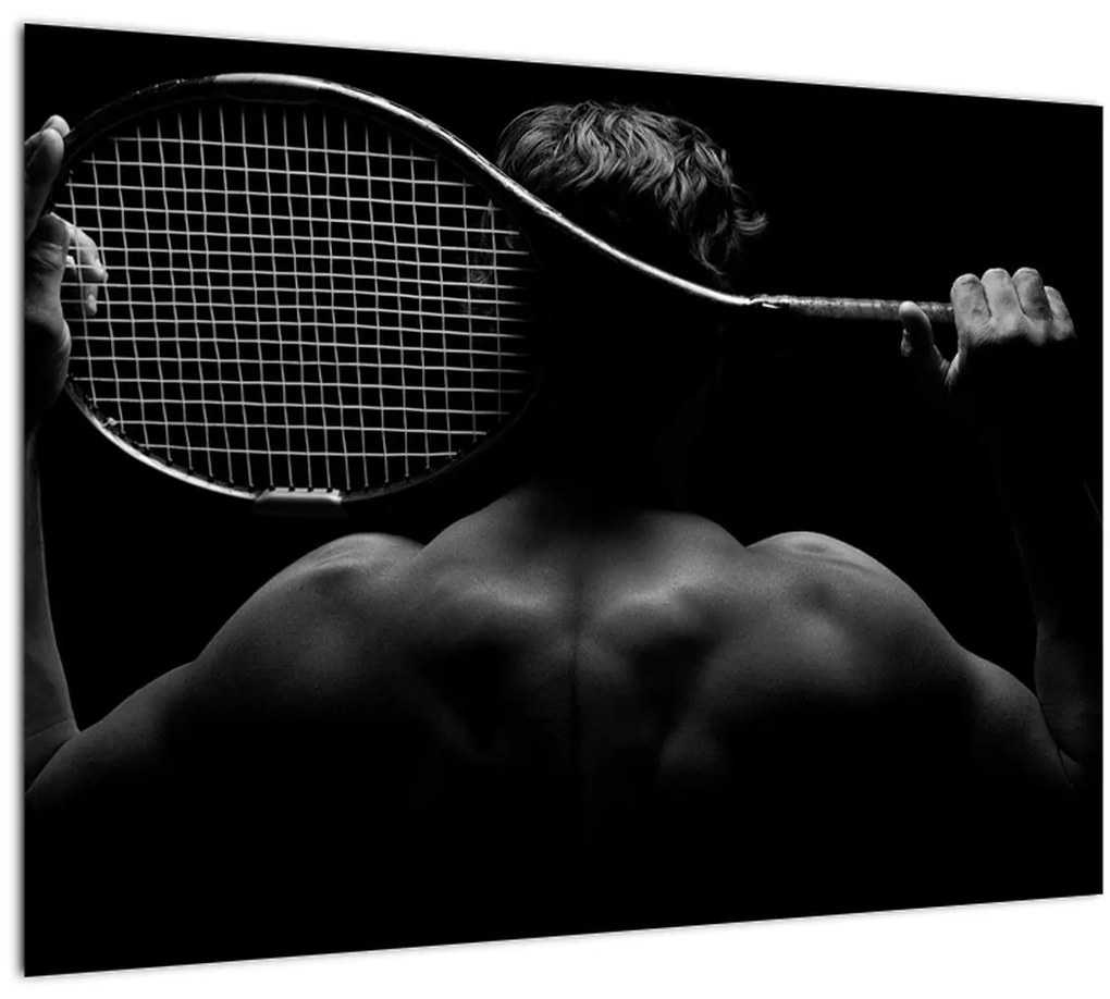 Tablou pe sticlă - Jucătorul de tenis (70x50 cm)