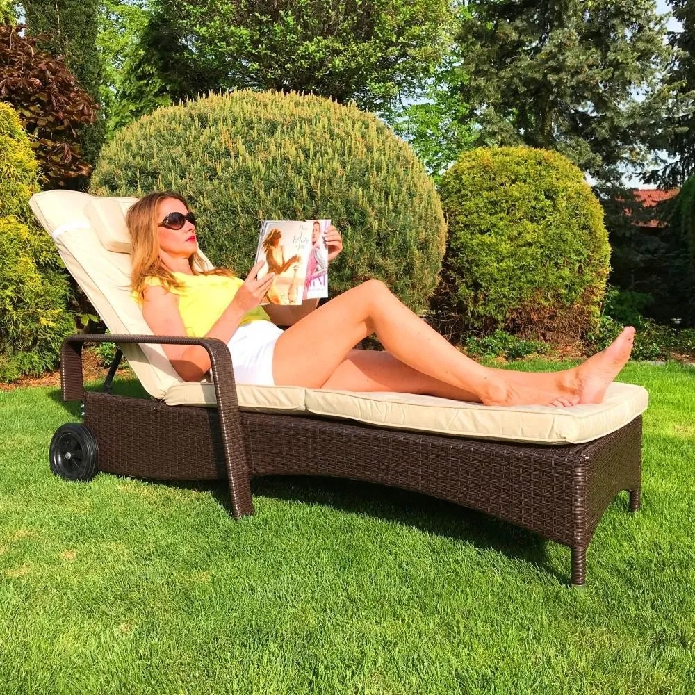 Șezlong de relaxare pentru grădină Avenberg HAVANA - Maro