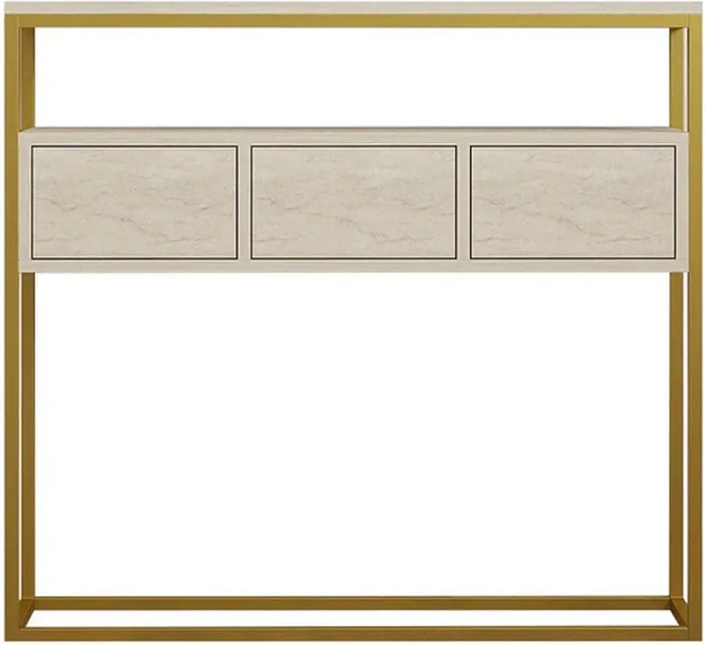 Consola GUARDA, bej cu efect de marmura/auriu, PAL melaminat, 100x29x9