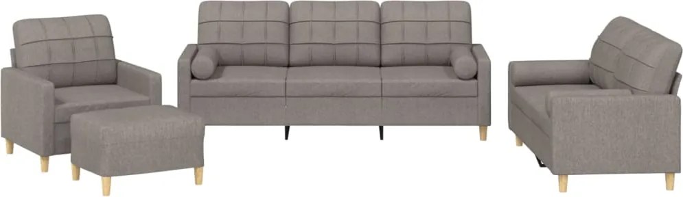 vidaXL Set de canapele cu perne, 4 piese, gri taupe, textil