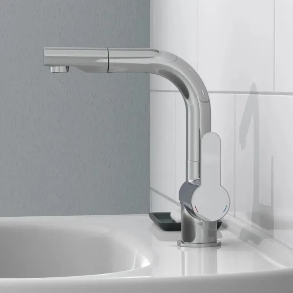 Baterie de bucătărie Schütte 79710 LONDON, crom lucios, cu pulverizator extractabil