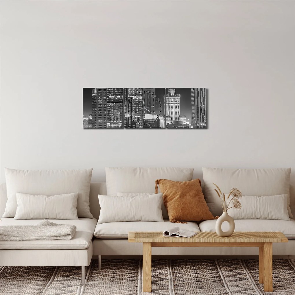 Tablou - Alb și negru New York (cu ceas) (90x30 cm)