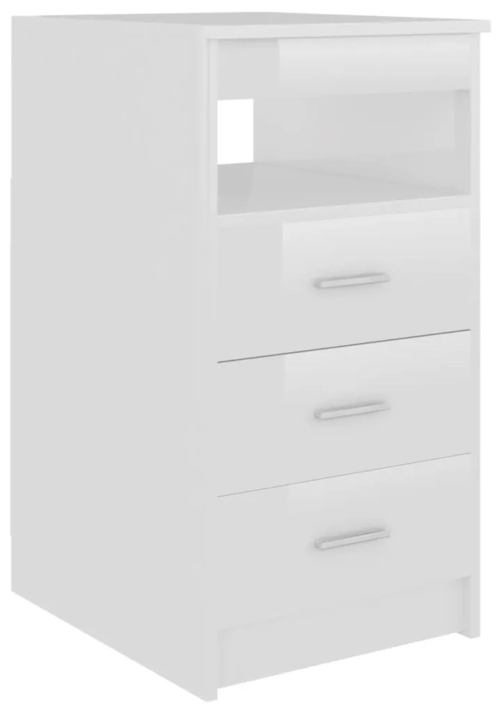801811 vidaXL Dulap cu sertare, alb extralucios, 40x50x76 cm, lemn compozit