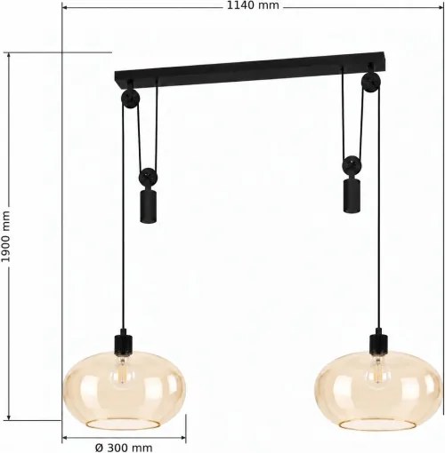 BRILAGI - Lustră LED suspendată pe cablu RETRO GLASS 2xE27/40W/230V negru/bej fumuriu