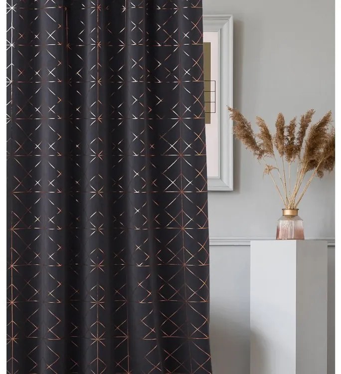 Perdele de lux în gri grafit cu model auriu 140 x 260 m