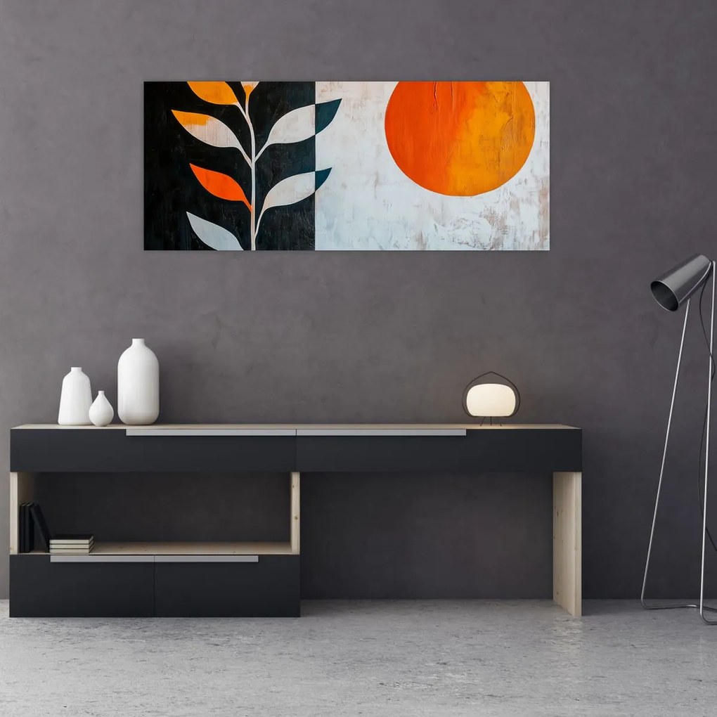 Tablou - Abstracție cu plantă și soare (120x50 cm)