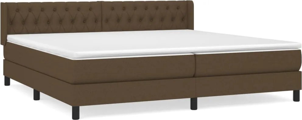 vidaXL Pat box spring cu saltea, maro închis, 200x200 cm, textil