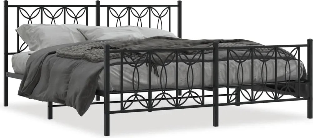 vidaXL Cadru pat metalic cu tăblii de cap/picioare, negru, 183x213 cm