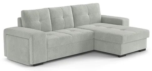 Canapea extensibilă PALERMO cu spațiu de depozitare și taburet, gri deschis, pe partea dreaptă