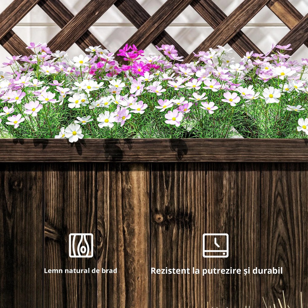 Outsunny Jardinieră de Exterior cu Spalier, Grilaj pentru Plante Cățărătoare și Ghiveci, 72.5x31.5x149.5 cm, Lemn Natural | Aosom Romania