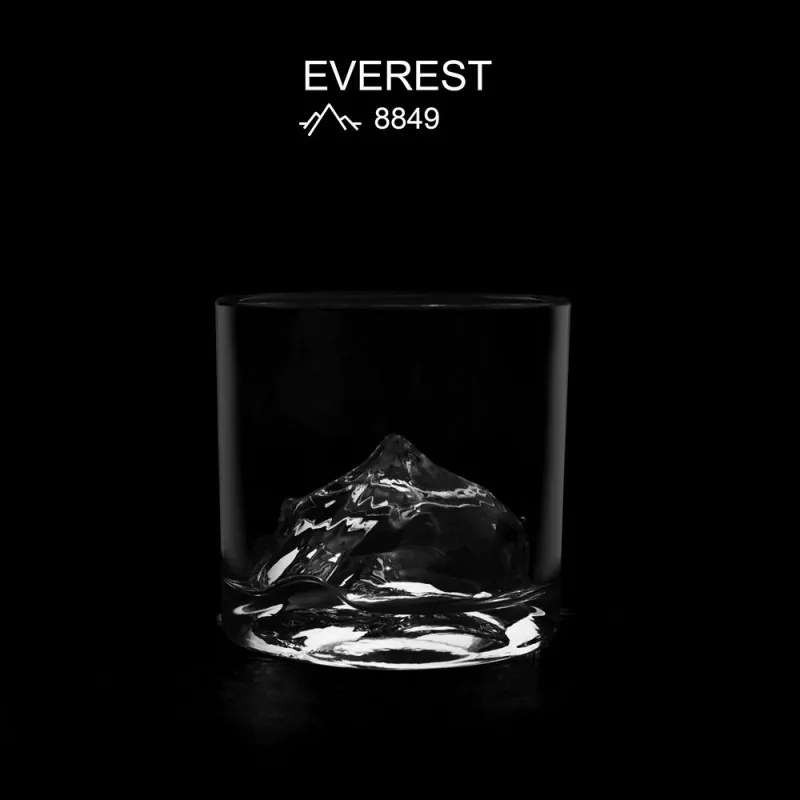 Set de pahare de whisky LIITON L10200 Everest, 270 ml, 4 buc., pereți groși, fund 3D în formă de vârful Everest, transparent