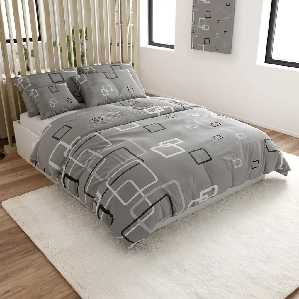 Lenjerie de pat din bumbac Renforce CUBURI gri Dimensiune lenjerie de pat: 70 x 90 cm | 140 x 200 cm