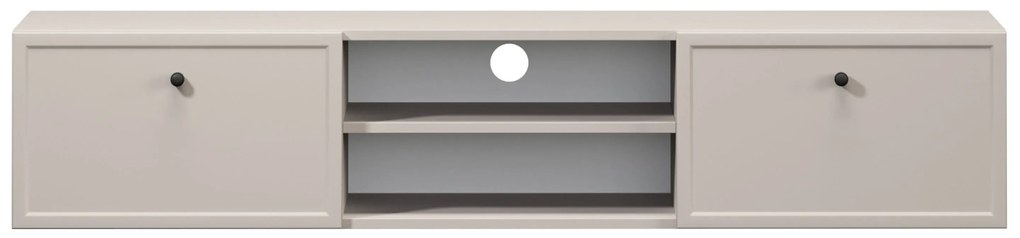 Comodă TV suspendată Lorini 150 cm cu sertare - culoare cașmir / mânere negre