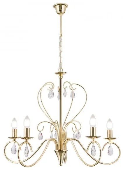Candelabru 5 brate stil clasic cu cristale K9 Alessia auriu