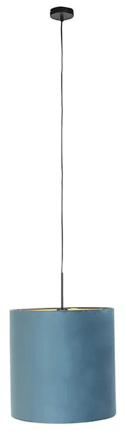 Lampă suspendată cu abajur din catifea albastră cu auriu 40 cm - Combi