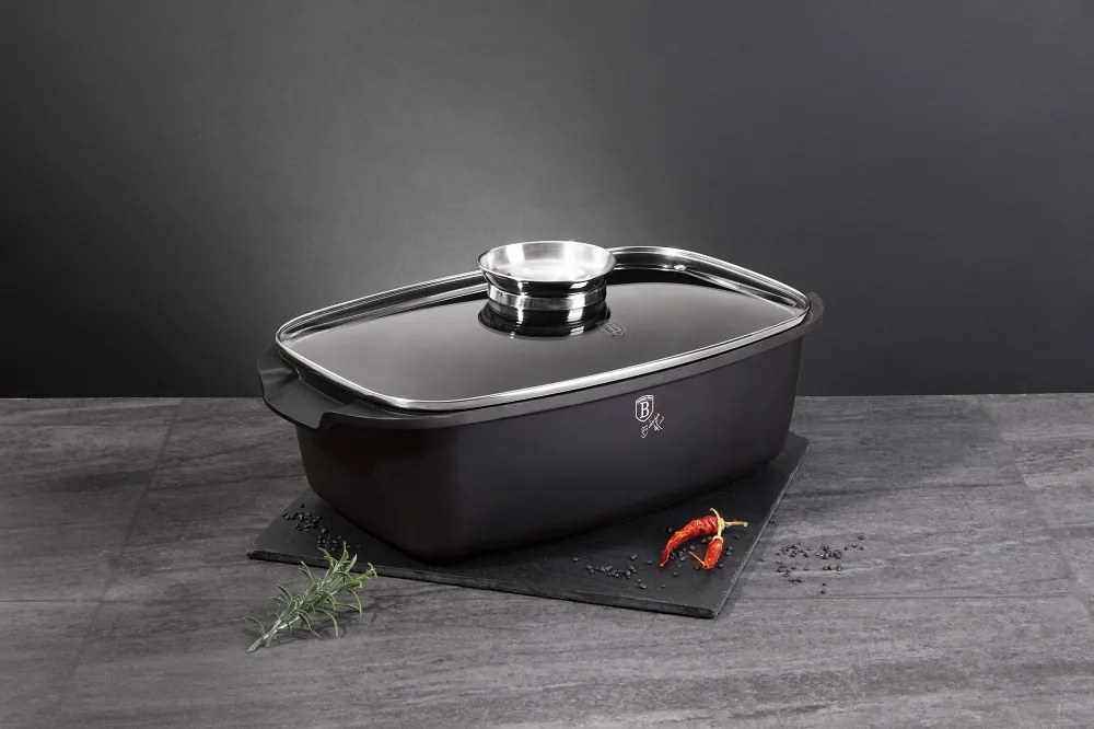 Oala marmorata 3.8 L, pentru cuptor sau plita, cu capac, roaster 3.8 L Berlinger Haus LP KL 112P