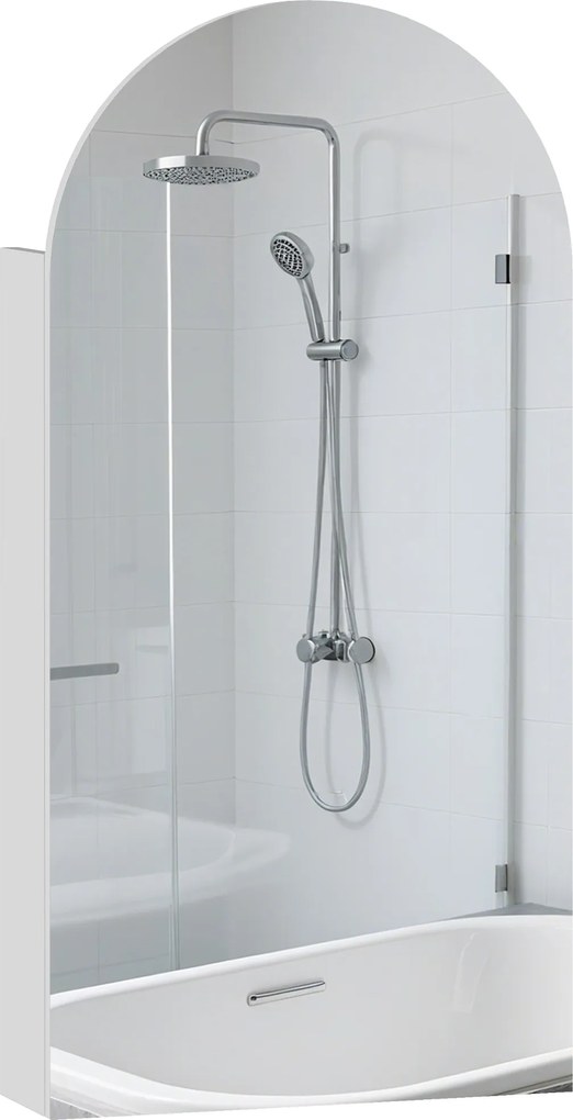 HOMCOM Dulap de perete pentru baie cu oglindă, corp pentru baie fără ramă în arc și etajere reglabile din sticlă, alb | Aosom Romania