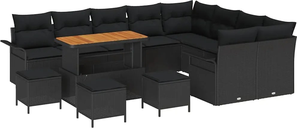 vidaXL Set de canapele pentru grădină cu pernă cu pernă 13 pcs Negru