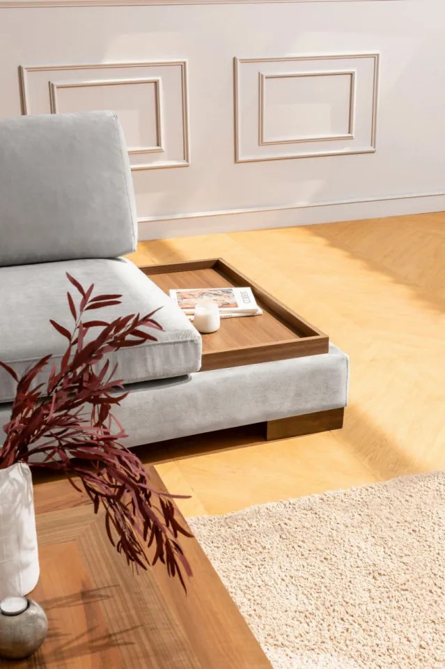 Coltar Tulip Corner Left With Pouf, Gri Deschis