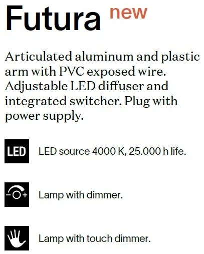 Lampadar LED modern cu brat articulat FUTURA PT BIANCO
