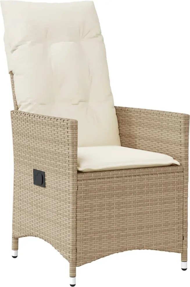 vidaXL Scaun de grădină rabatabil cu perne, bej, poliratan