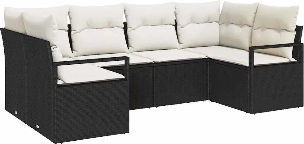 vidaXL Set de canapea cu pernă 6 pcs Negru poliratan