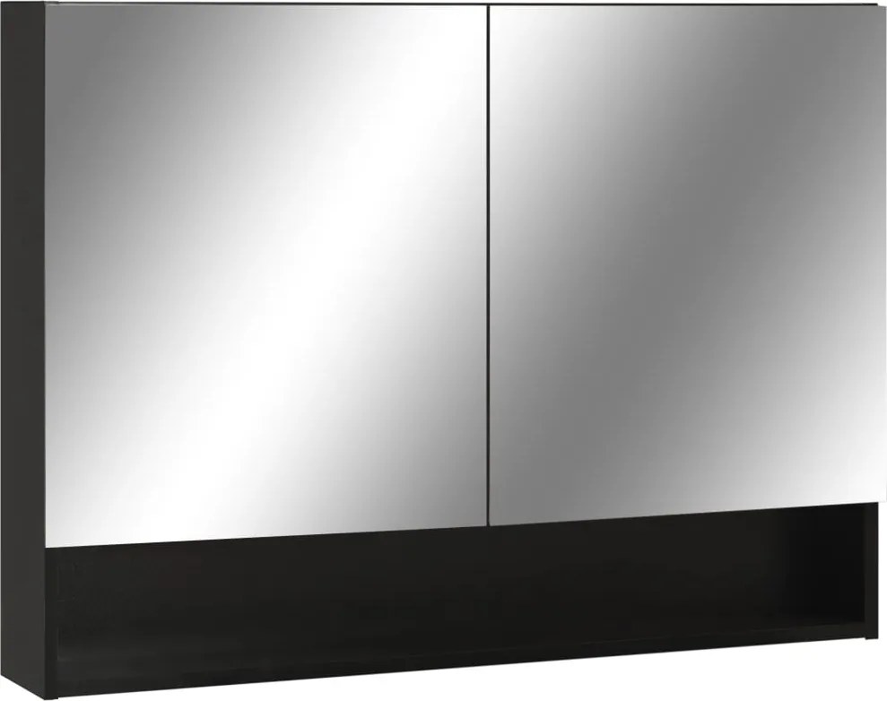 vidaXL Dulap de baie cu oglindă și LED-uri, negru, 80x15x60 cm, MDF