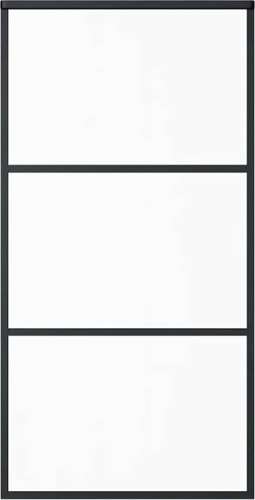 vidaXL Ușă glisantă, negru, 102x205 cm, sticlă ESG și aluminiu