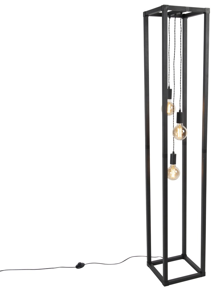 Lampă de podea inteligentă neagră cu 3 lumini, inclusiv Wi-Fi G95 - Big Cage