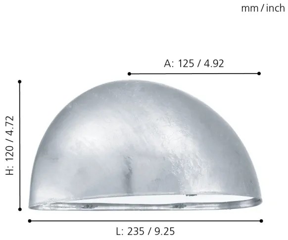 Aplică de exterior EGLO 90867 LEPUS 1xE27/40W oțel galvanizat