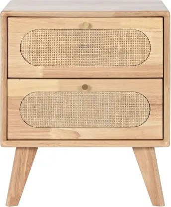 Noptiera din lemn de cauciuc si rattan, " Moon "